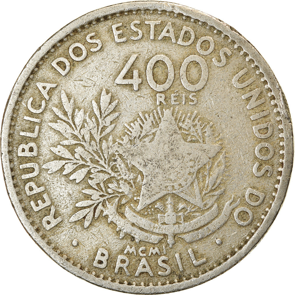 Coin, Brazil, 400 Reis, 1901, EF(40-45), Copper-nickel, KM:505