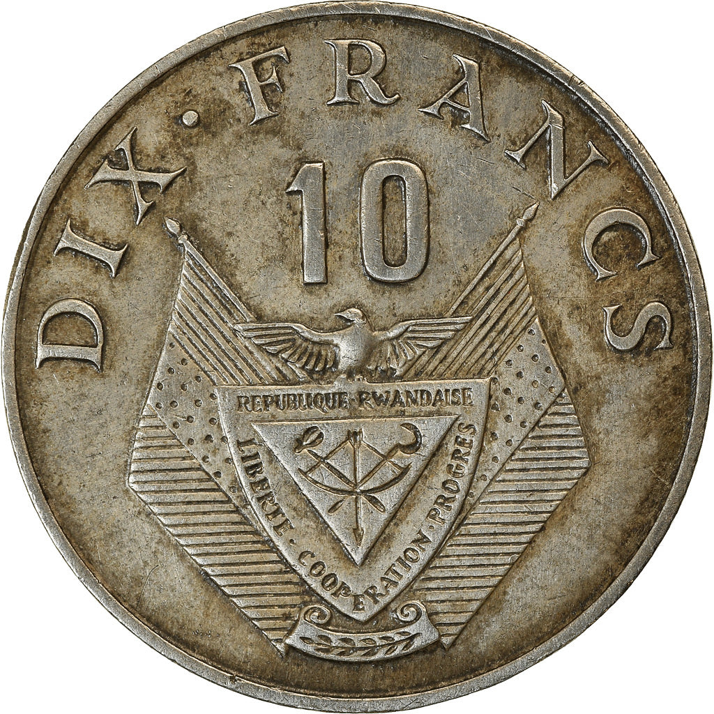 Coin, Rwanda, 10 Francs, 1974, British Royal Mint, EF(40-45), Copper-nickel