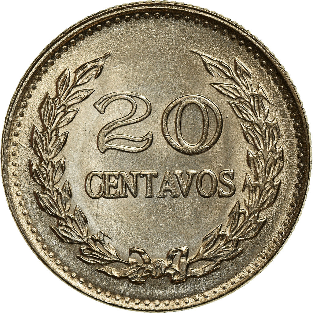 Coin, Colombia, 20 Centavos, 1969, AU(55-58), Nickel Clad Steel, KM:227