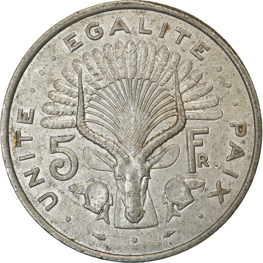 Coin, Djibouti, 5 Francs, 1977, Paris, AU(50-53), Aluminum, KM:22