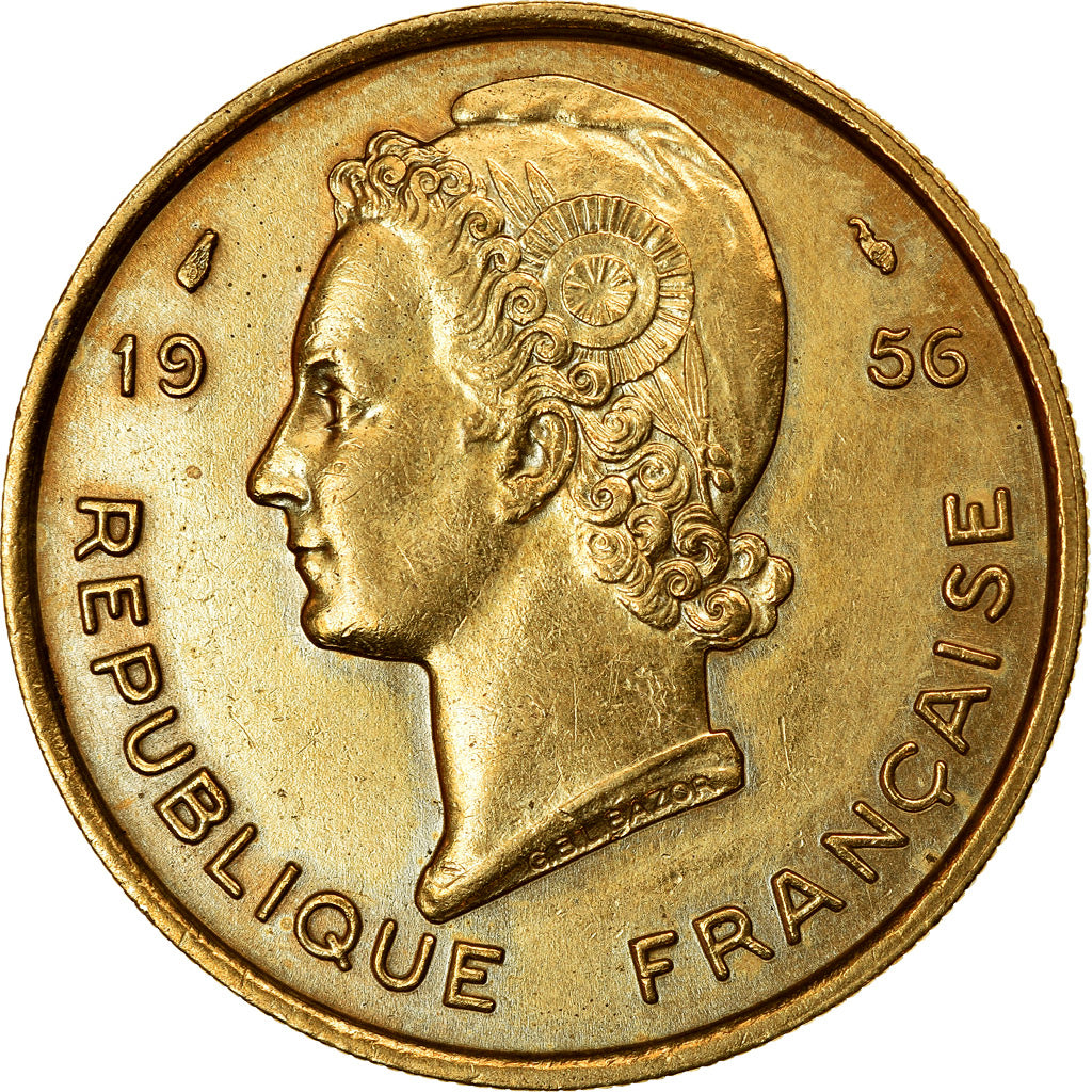 Monnaie, French West Africa, 25 Francs, 1956, TTB+, Aluminum-Bronze, KM:7