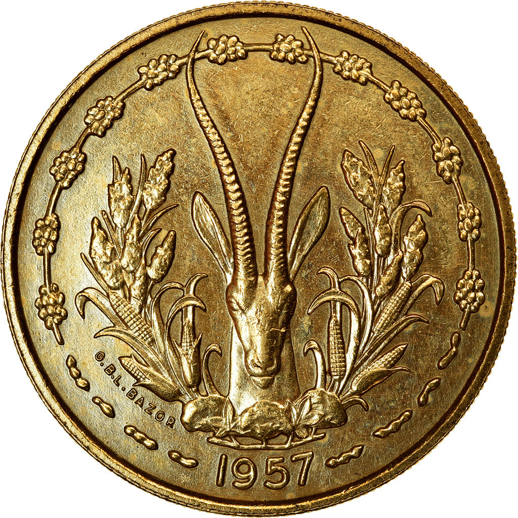 Moeda, África Ocidental Francesa, 25 Francs, 1957, AU(50-53), Alumínio-Bronze