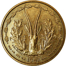 Moeda, África Ocidental Francesa, 25 Francs, 1957, AU(50-53), Alumínio-Bronze