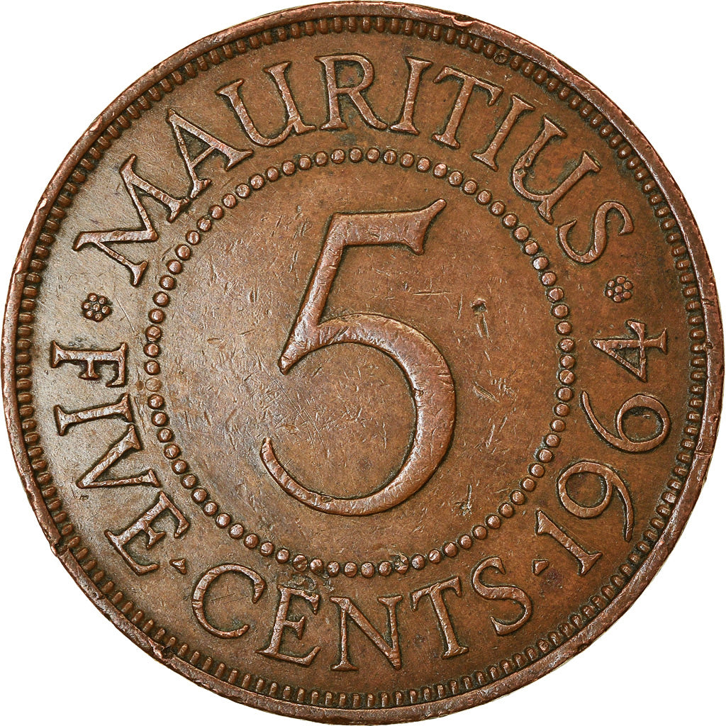 Coin, Mauritius, Elizabeth II, 5 Cents, 1964, EF(40-45), Bronze, KM:34