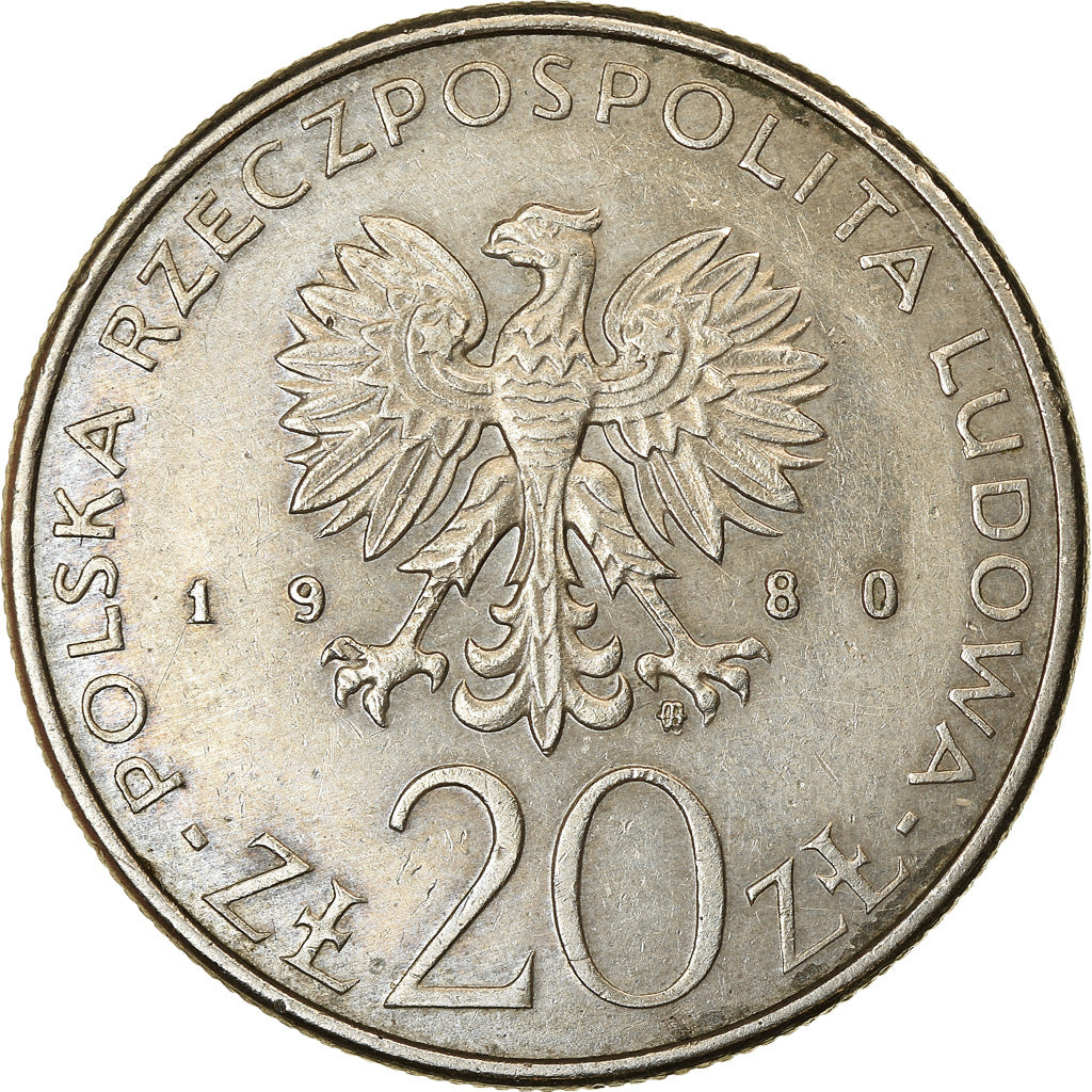 Münze, Polen, 20 Zlotych, 1980, Warsaw, SS+, Copper-nickel, KM:112