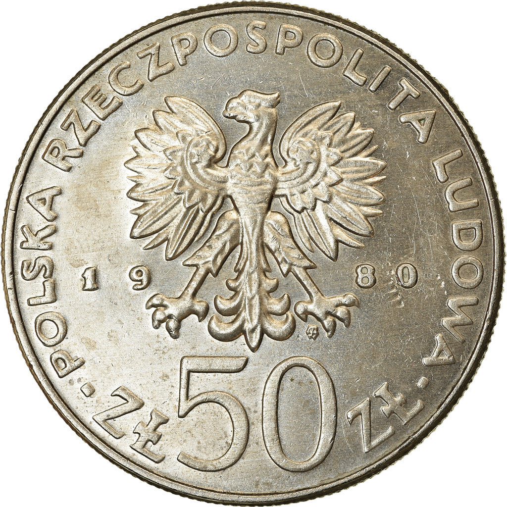 Moneta, Polska, 50 Zlotych, 1980, Warsaw, AU(55-58), Miedź-Nikiel, KM:114