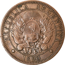 Coin, Argentina, 2 Centavos, 1890, EF(40-45), Bronze, KM:33