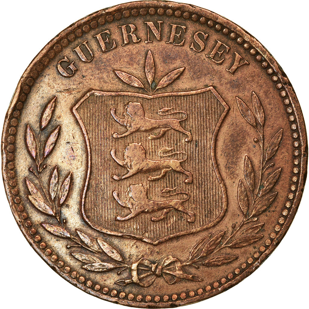 Coin, Guernsey, 8 Doubles, 1902, Heaton, Birmingham, EF(40-45), Bronze, KM:7