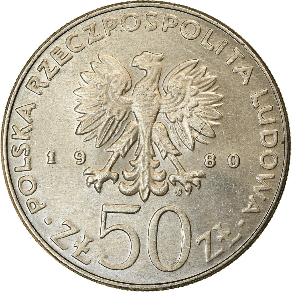 Coin, Poland, 50 Zlotych, 1980, Warsaw, AU(55-58), Copper-nickel, KM:114