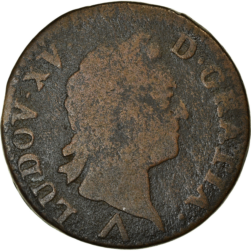 Coin, France, Louis XV, Sol à la vieille tête,1772, Lille, F(12-15), KM 545.12
