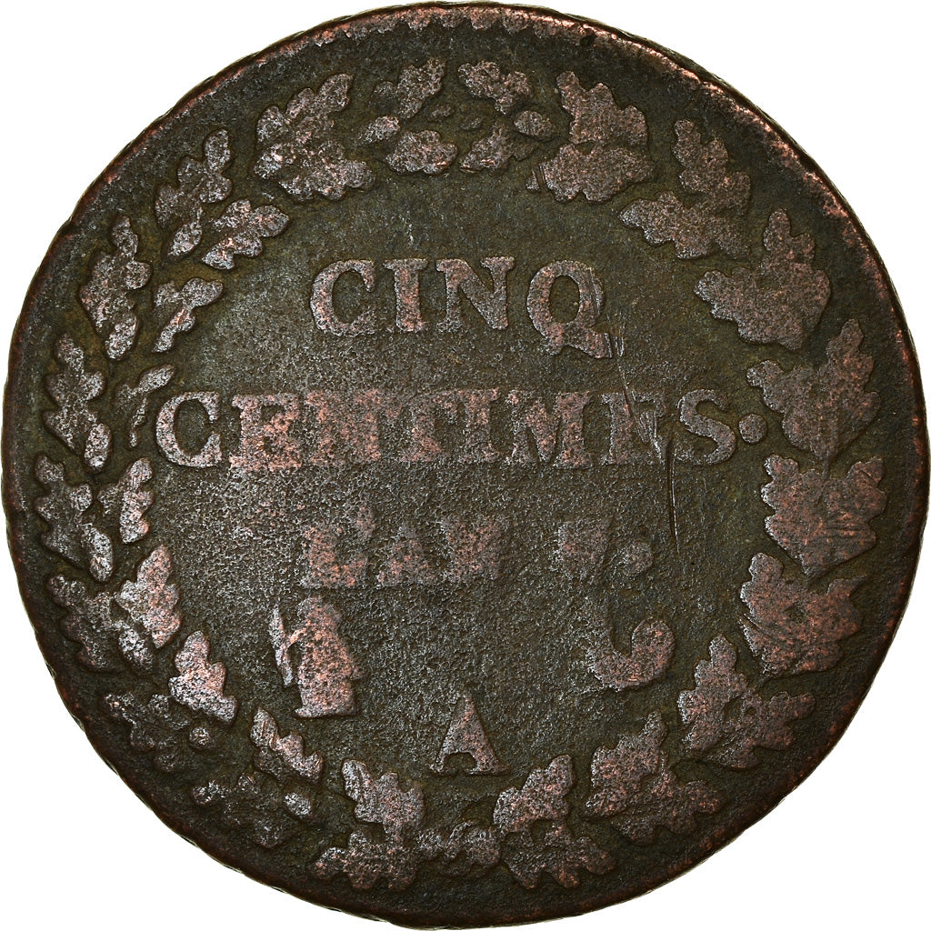 Coin, France, Dupré, 5 Centimes, AN 7, Paris, F(12-15), Bronze, KM:640.1