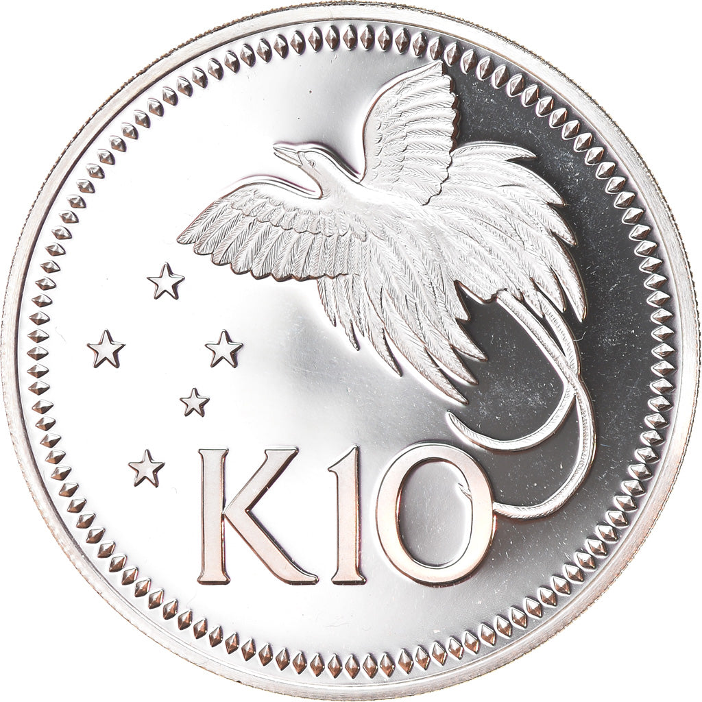 Coin, Papua New Guinea, 10 Kina, 1976, Franklin Mint, Proof, MS(65-70), Silver