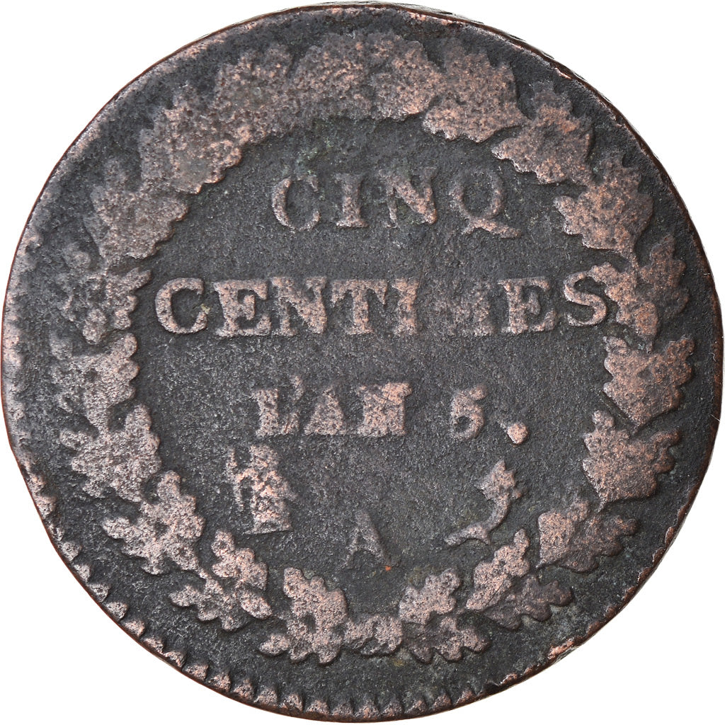 Moneta, Francia, Dupré, 5 Centimes, AN 5, Paris, B+, Bronzo, KM:640.1