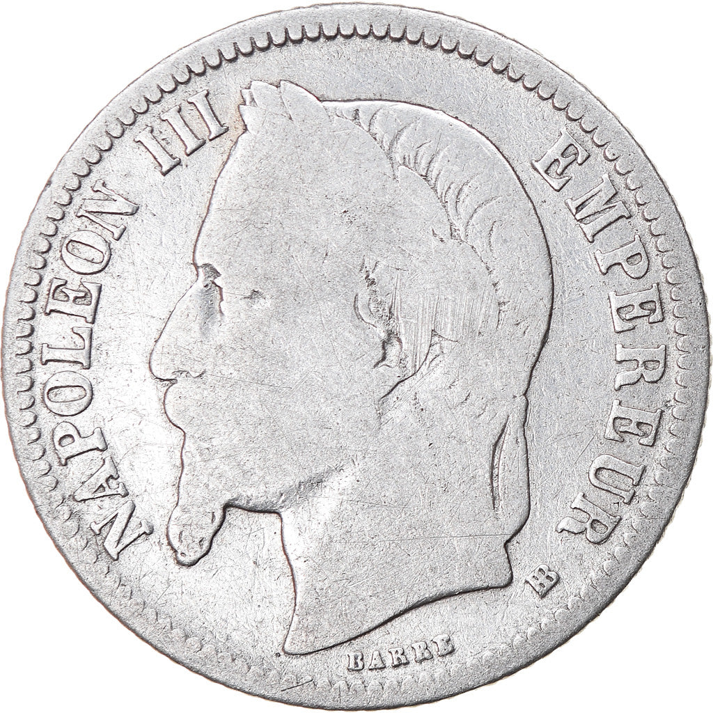 Monnaie, France, Napoleon III, Franc, 1867, Strasbourg, B+, Gad 463