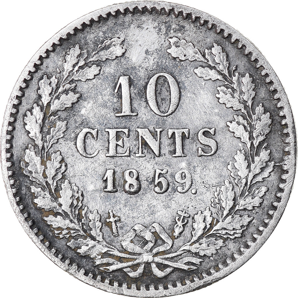 Coin, Netherlands, William III, 10 Cents, 1859, EF(40-45), Silver, KM:80
