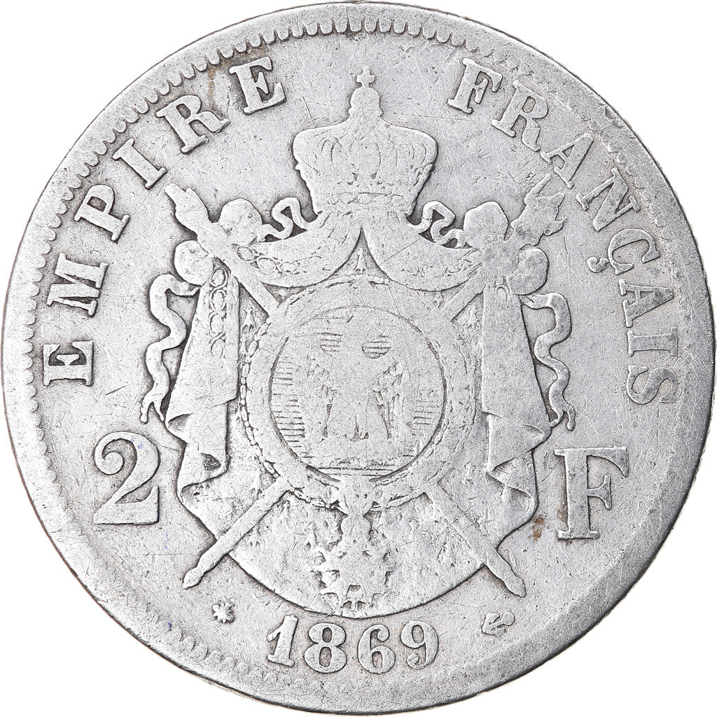 Münze, Frankreich, Napoleon III, 2 Francs, 1869, Paris, S