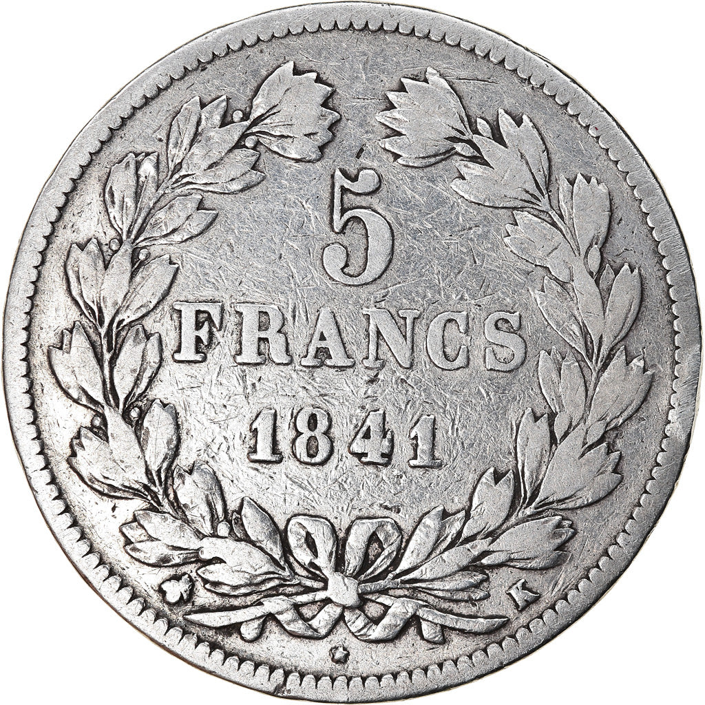 Münze, Frankreich, Louis-Philippe, 5 Francs, 1841, Bordeaux, S+, Silber