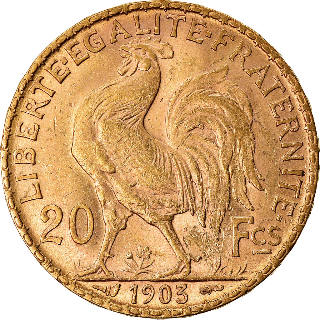 Moeda, França, Marianne, 20 Francs, 1903, Paris, AU(55-58), Dourado, KM:847
