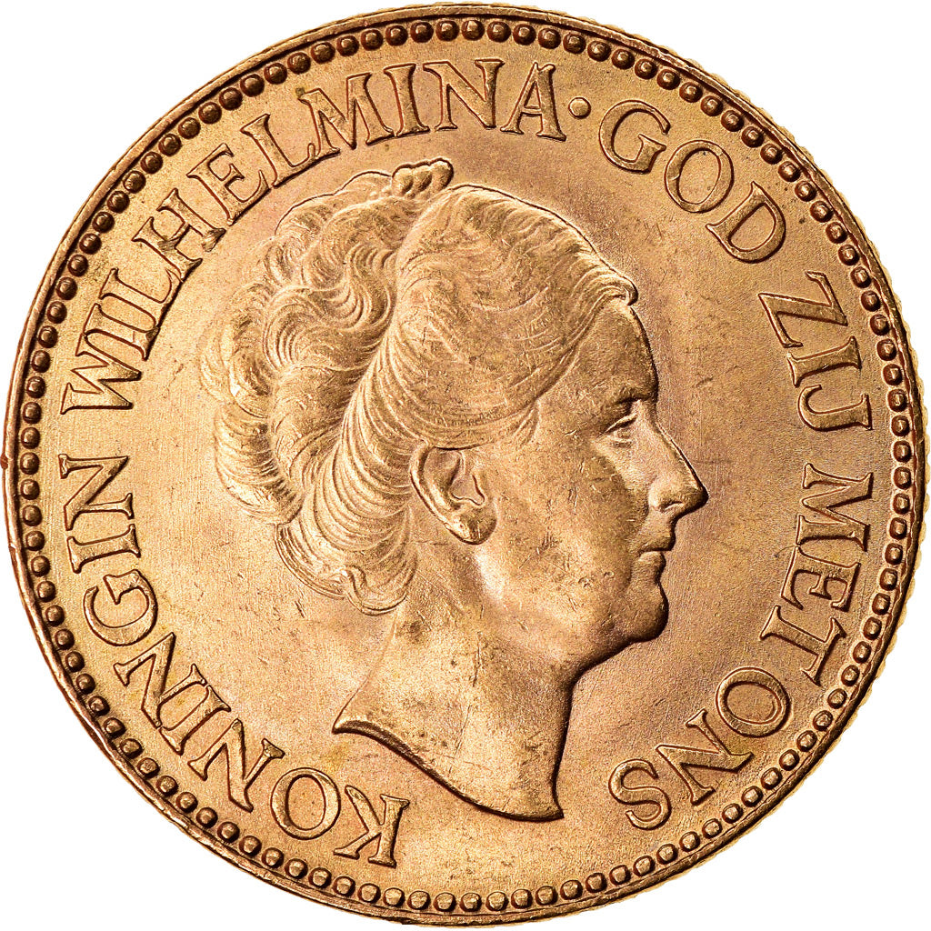Moneta, Paesi Bassi, Wilhelmina I, 10 Gulden, 1933, SPL-, Oro, KM:162