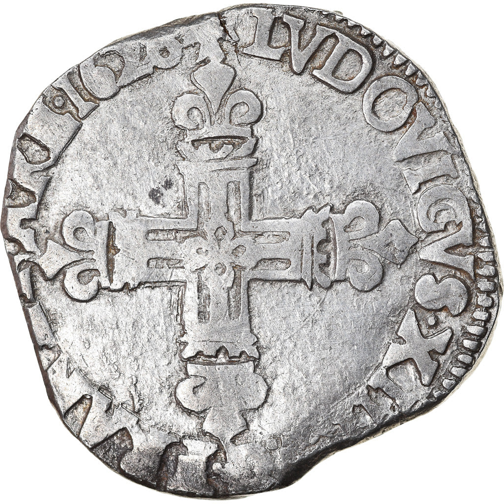 Moneta, Francia, Louis XIII, 1/4 Écu à la croix, 1628, Bayonne, MB+