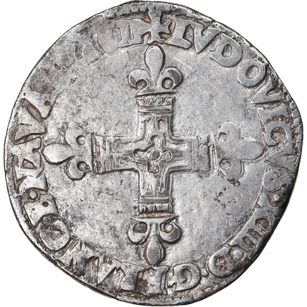 Moneta, Francia, Louis XIII, 1/4 Écu à la croix, 1611, Bayonne, MB+