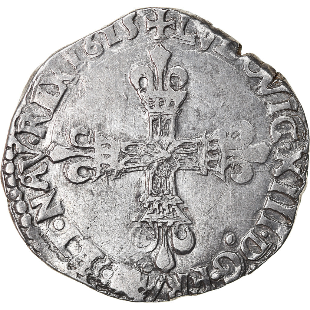 Moneda, Francia, Louis XIII, 1/4 Écu à la croix, 1615, Nantes, BC+