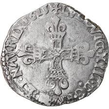 Moneda, Francia, Louis XIII, 1/4 Écu à la croix, 1615, Nantes, BC+