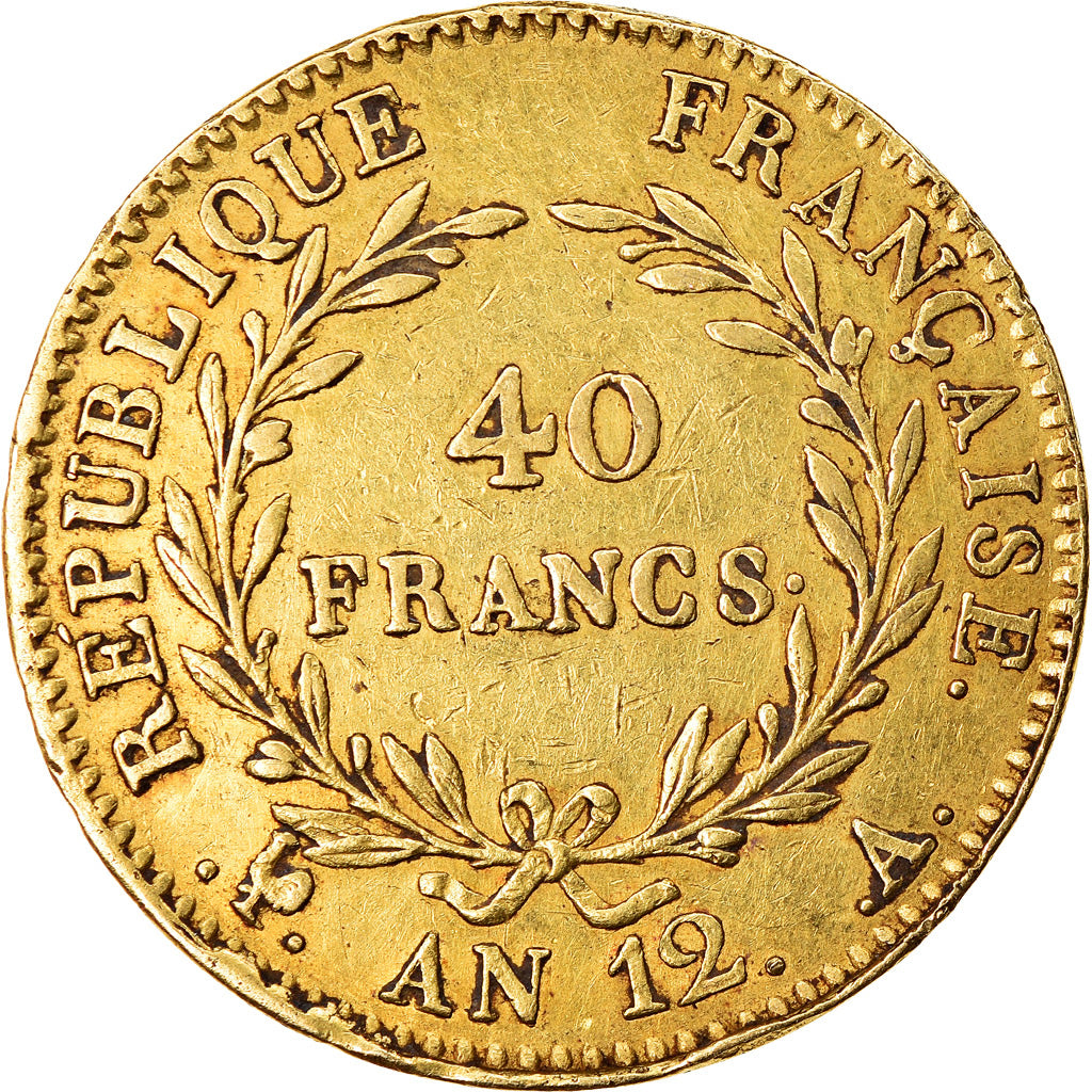 Coin, France, Napoléon I, 40 Francs, An 12 (1804), Paris, EF(40-45), Gold