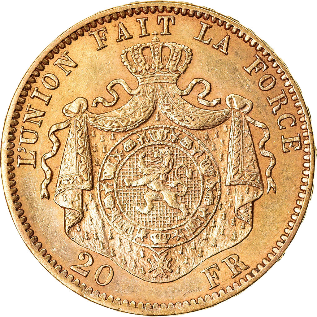 Munten, België, Leopold II, 20 Francs, 20 Frank, 1877, ZF+, Goud, KM:37