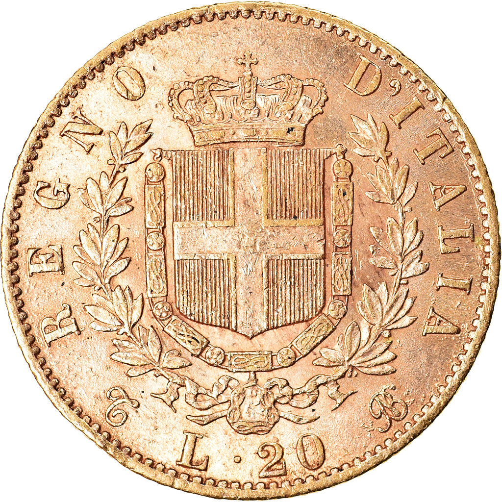 Coin, Italy, Vittorio Emanuele II, 20 Lire, 1868, Torino, AU(50-53), Gold