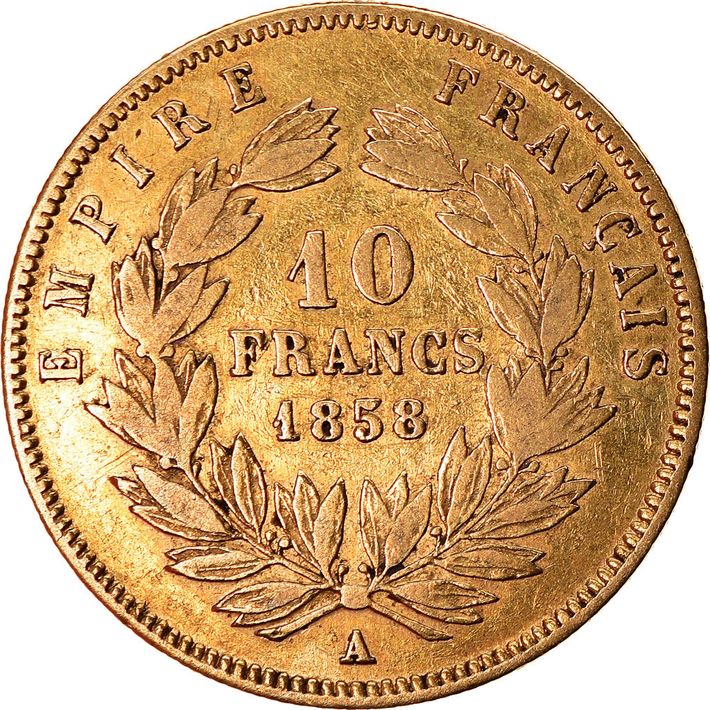 Coin, France, Napoleon III, 10 Francs, 1858, Paris, VF(30-35)