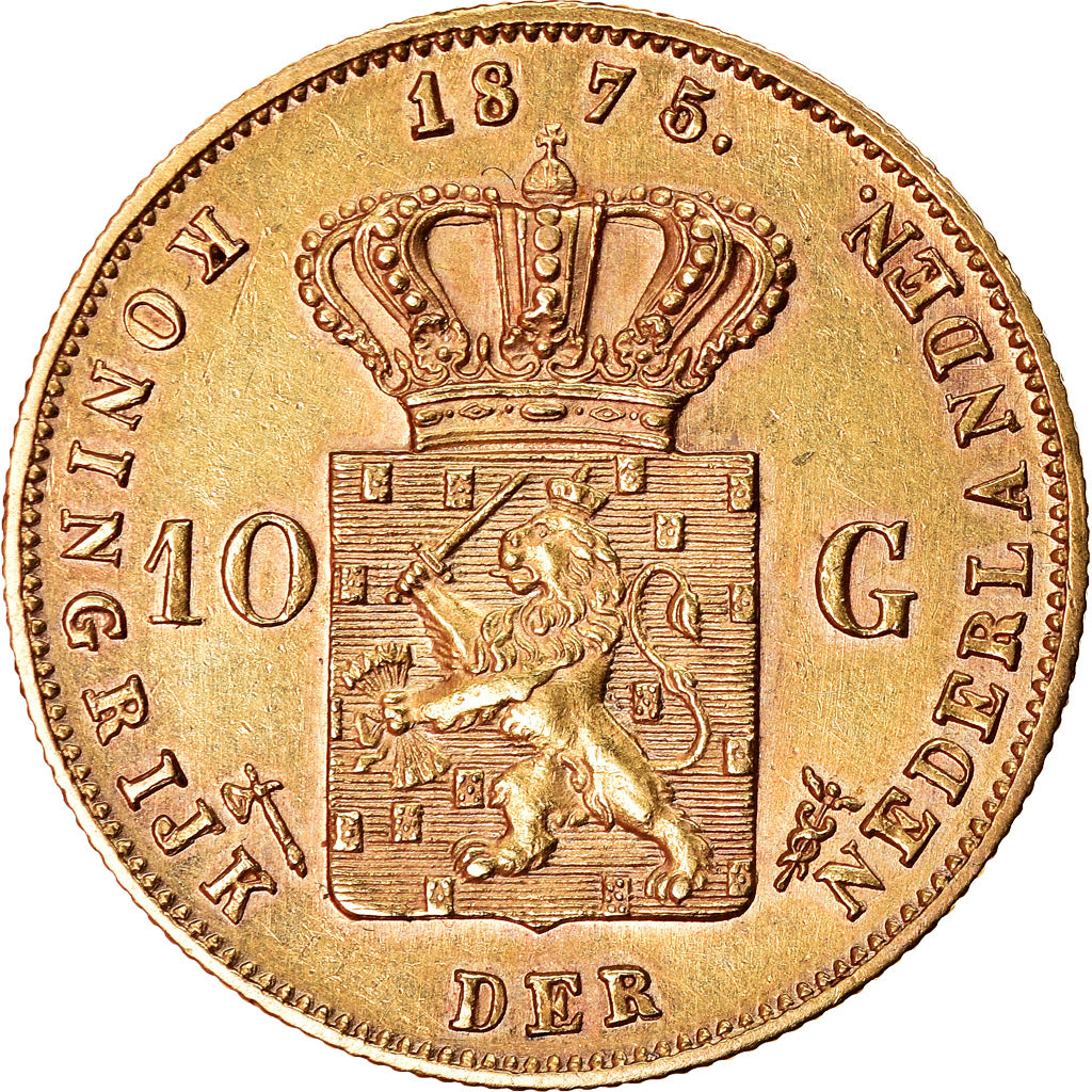 Monnaie, Pays-Bas, William III, 10 Gulden, 1875, TTB+, Or, KM:105