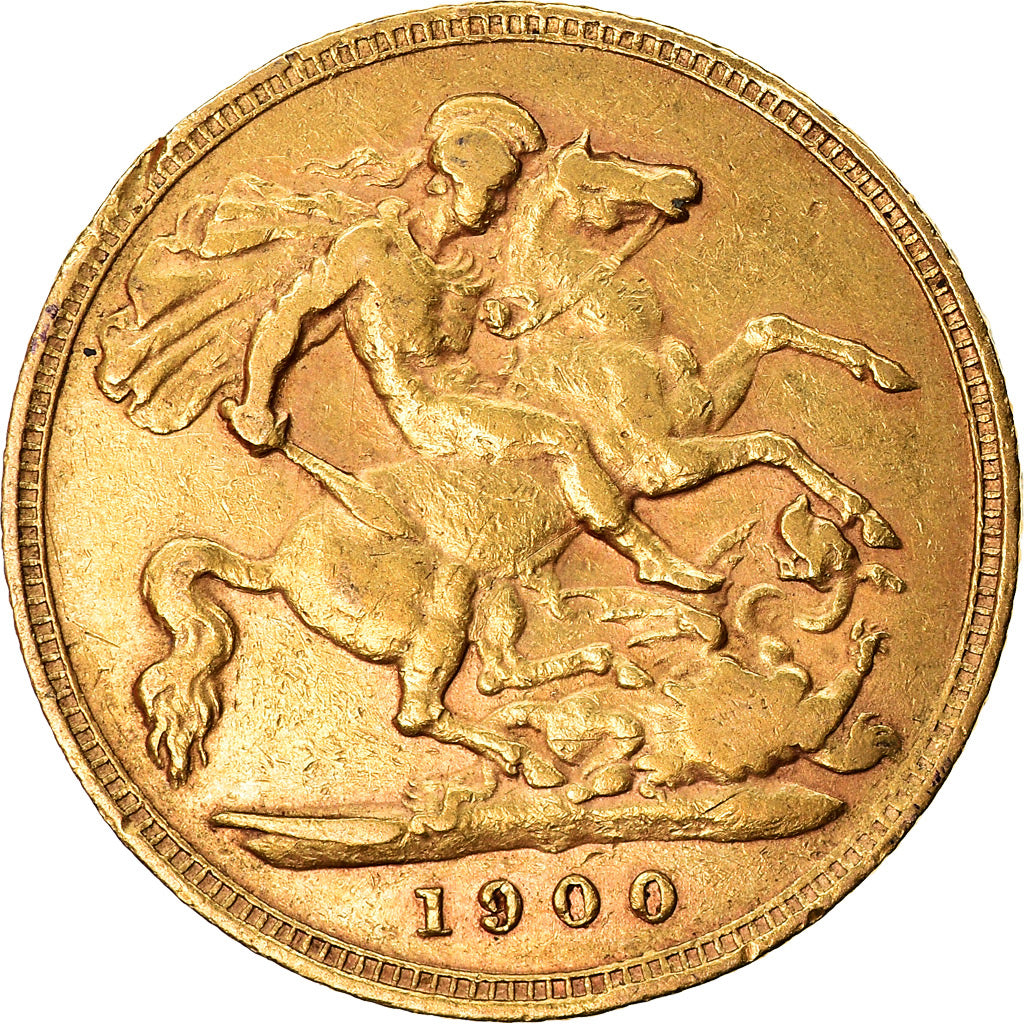 Moneda, Gran Bretaña, Victoria, 1/2 Sovereign, 1900, MBC, Oro, KM:784
