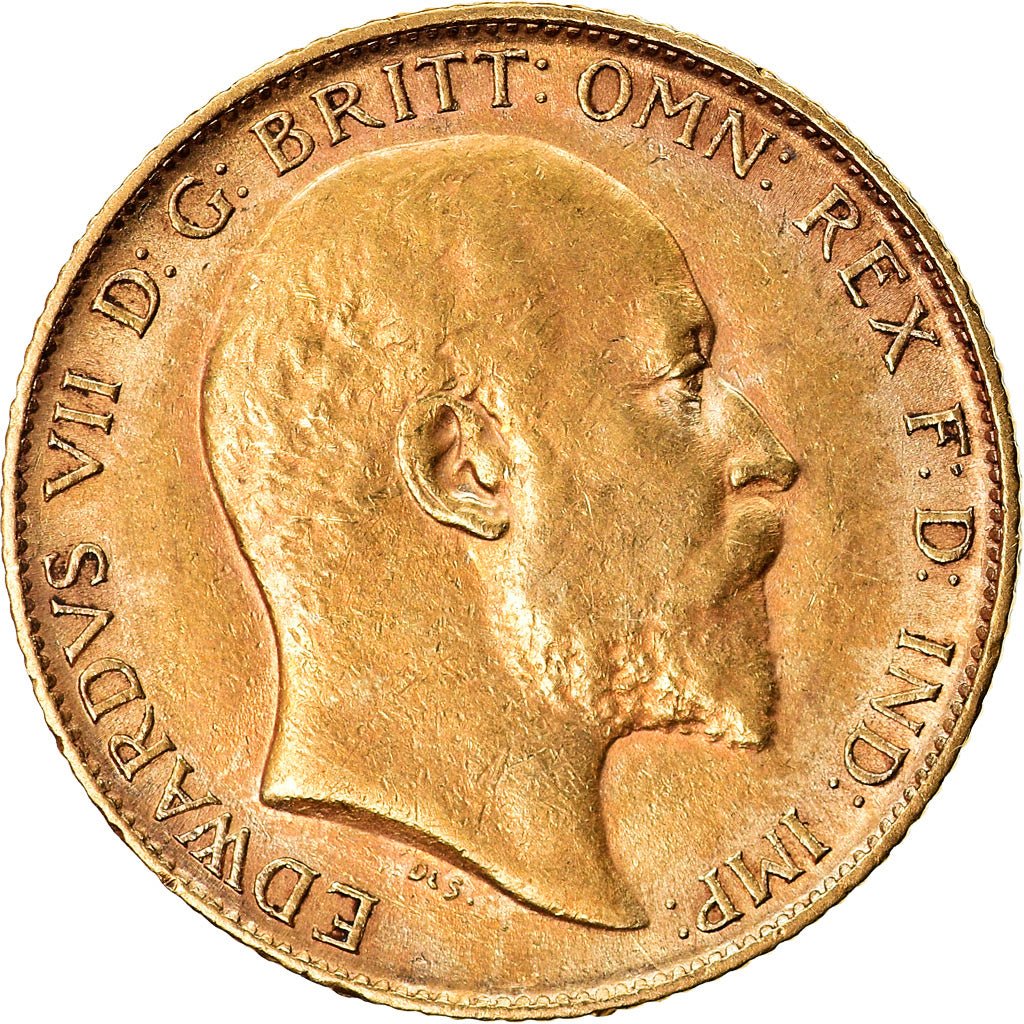 Coin, Great Britain, Edward VII, 1/2 Sovereign, 1907, EF(40-45), Gold, KM:804