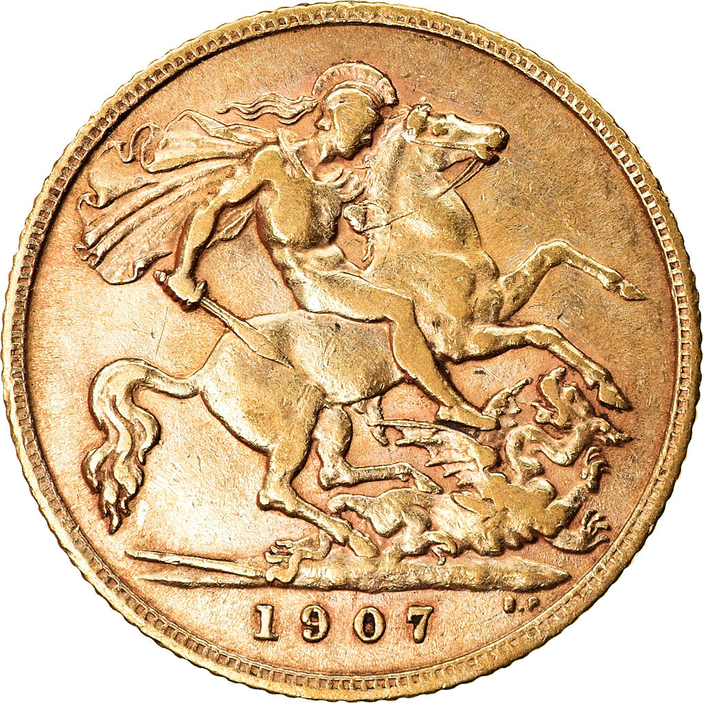 Coin, Great Britain, Edward VII, 1/2 Sovereign, 1907, EF(40-45), Gold, KM:804