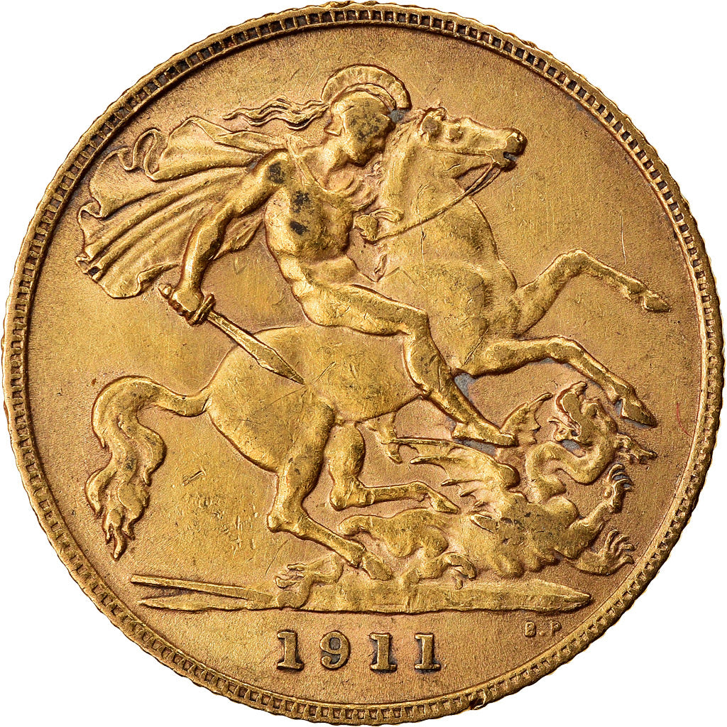 Monnaie, Grande-Bretagne, George V, 1/2 Sovereign, 1911, TTB+, Or, KM:819