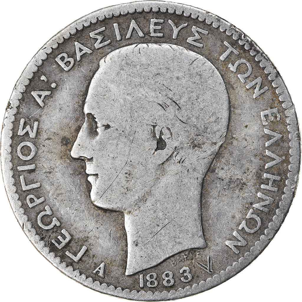 Coin, Greece, George I, Drachma, 1883, Paris, VF(20-25), Silver, KM:38