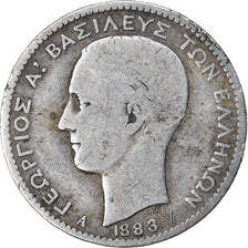 Coin, Greece, George I, Drachma, 1883, Paris, VF(20-25), Silver, KM:38