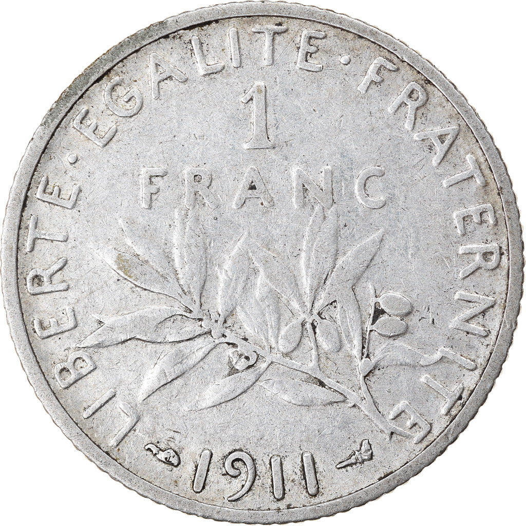 Monnaie, France, Semeuse, Franc, 1911, Paris, TB+, Argent, KM:844.1