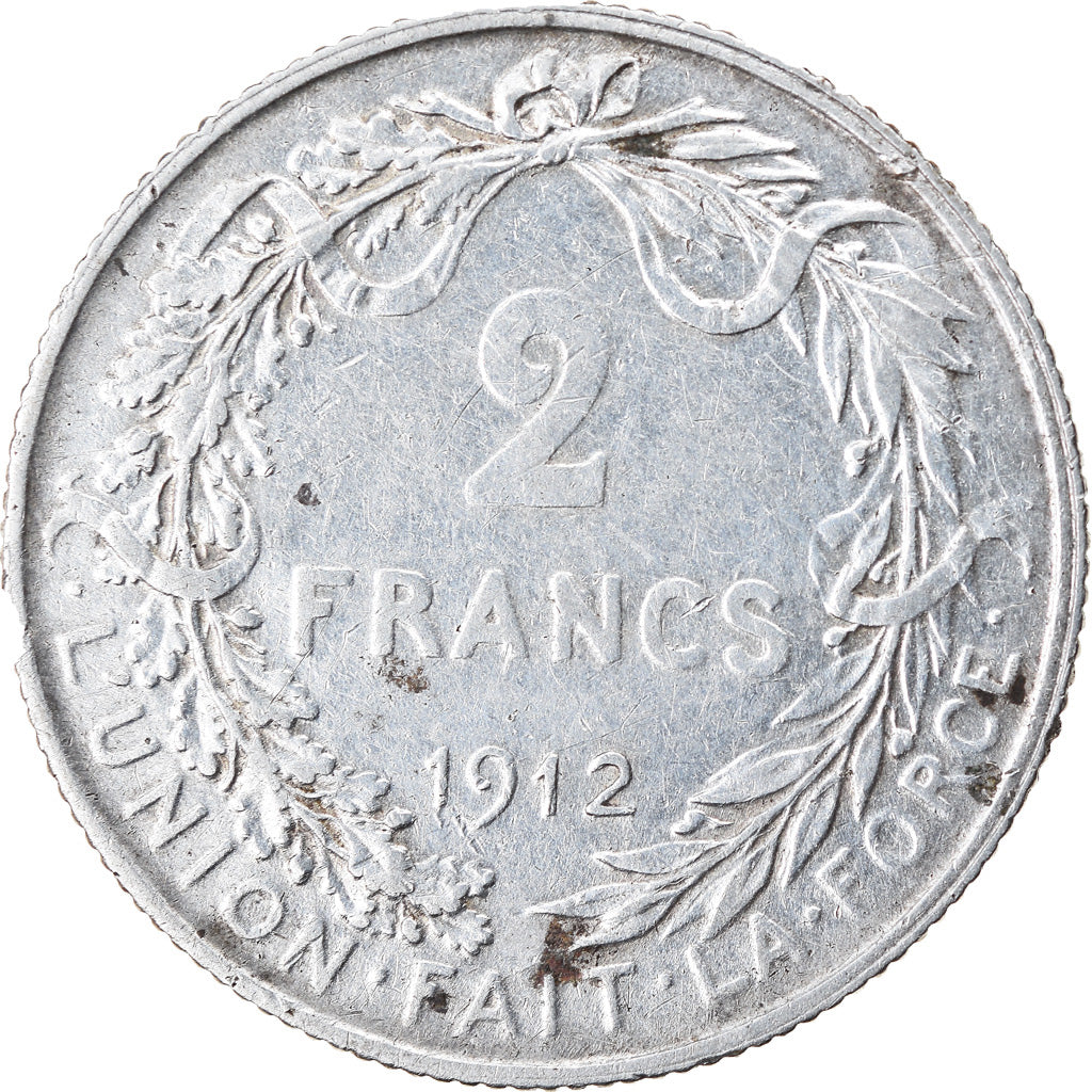 Coin, Belgium, 2 Francs, 2 Frank, 1912, VF(30-35), Silver, KM:74
