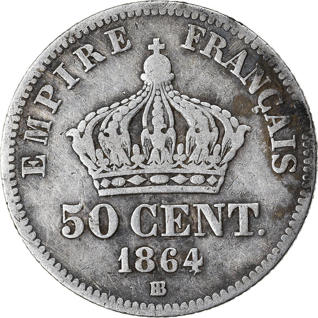 Coin, France, Napoleon III, 50 Centimes, 1864, Strasbourg, VF(20-25)
