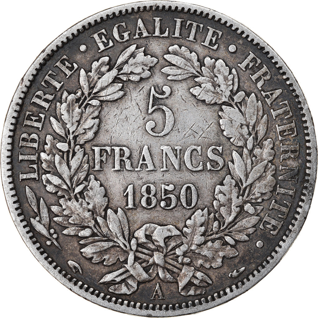 Coin, France, Cérès, 5 Francs, 1850, Paris, EF(40-45), Silver, KM:761.1