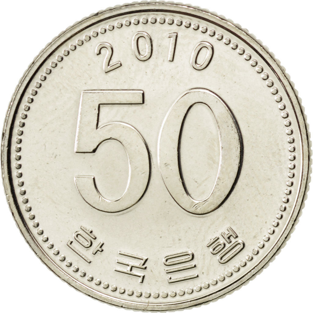 KOREA-SOUTH, 50 Won, 2010, KM #34, MS(63), Copper-Nickel-Zinc, 21.6, 4.16