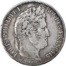 Moneta, Francia, Louis-Philippe, 5 Francs, 1832, Rouen, MB+, Argento, KM:749.2