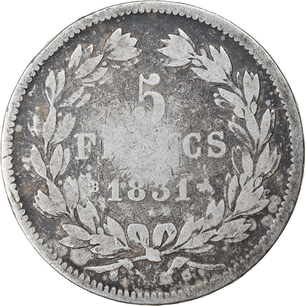 Monnaie, France, Louis-Philippe, 5 Francs, 1831, Rouen, TB, Argent