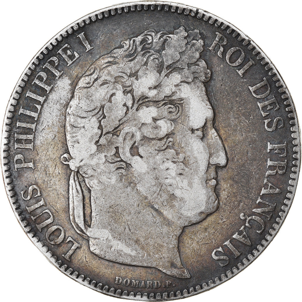 Moneta, Francia, Louis-Philippe, 5 Francs, 1843, Paris, MB, Argento, KM:749.1