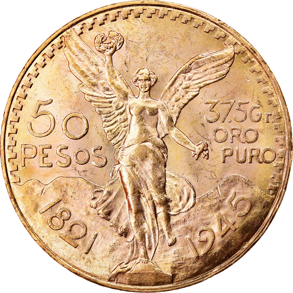 Munten, Mexico, 50 Pesos, 1945, Mexico City, PR, Goud, KM:481