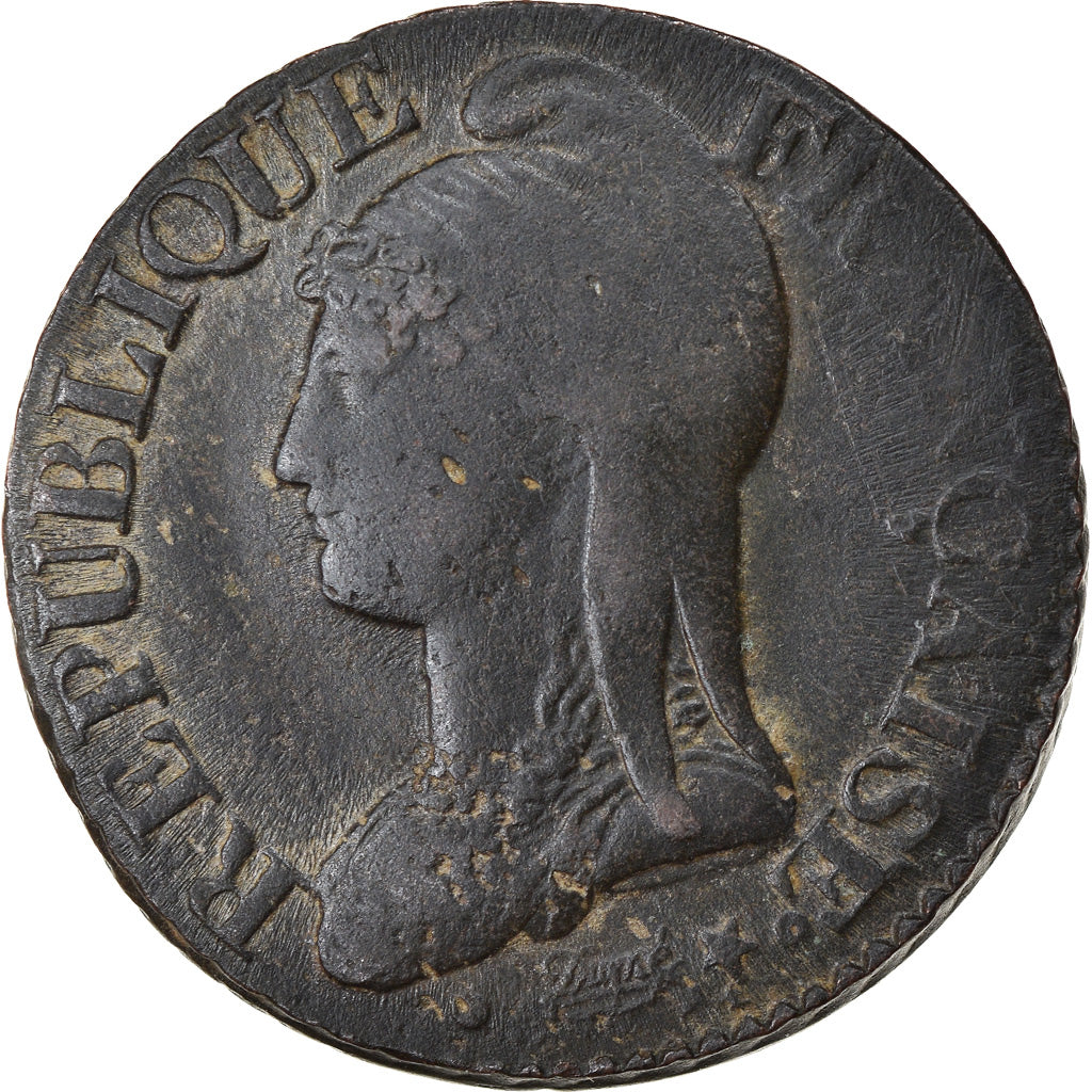 Moneta, Francia, Dupré, 5 Centimes, AN 9, Geneva, B+, Bronzo, KM:640.6