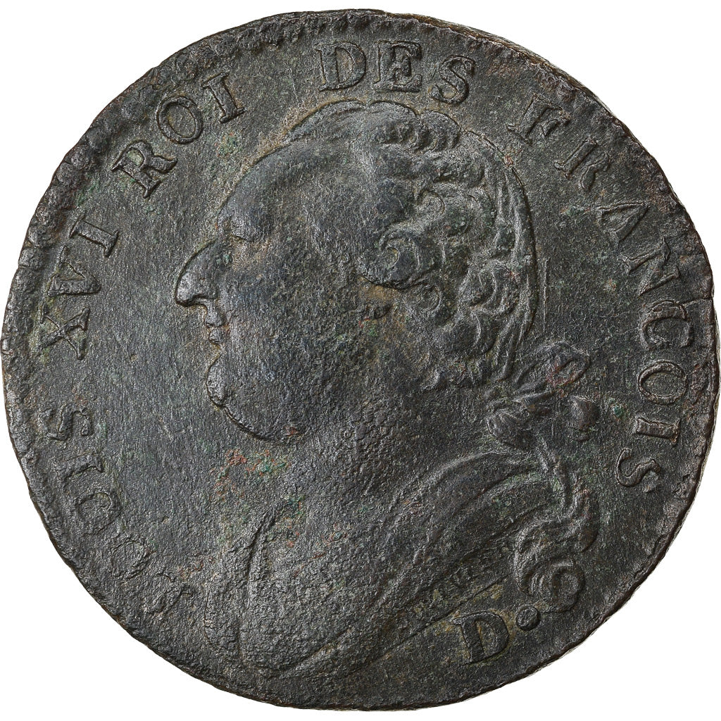 Coin, France, 12 deniers françois, 1792, Lyon, VF(30-35), Bronze