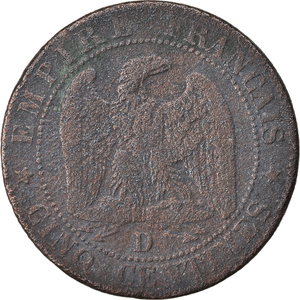 Moneta, Francia, Napoleon III, 5 Centimes, 1857, Lyon, B+